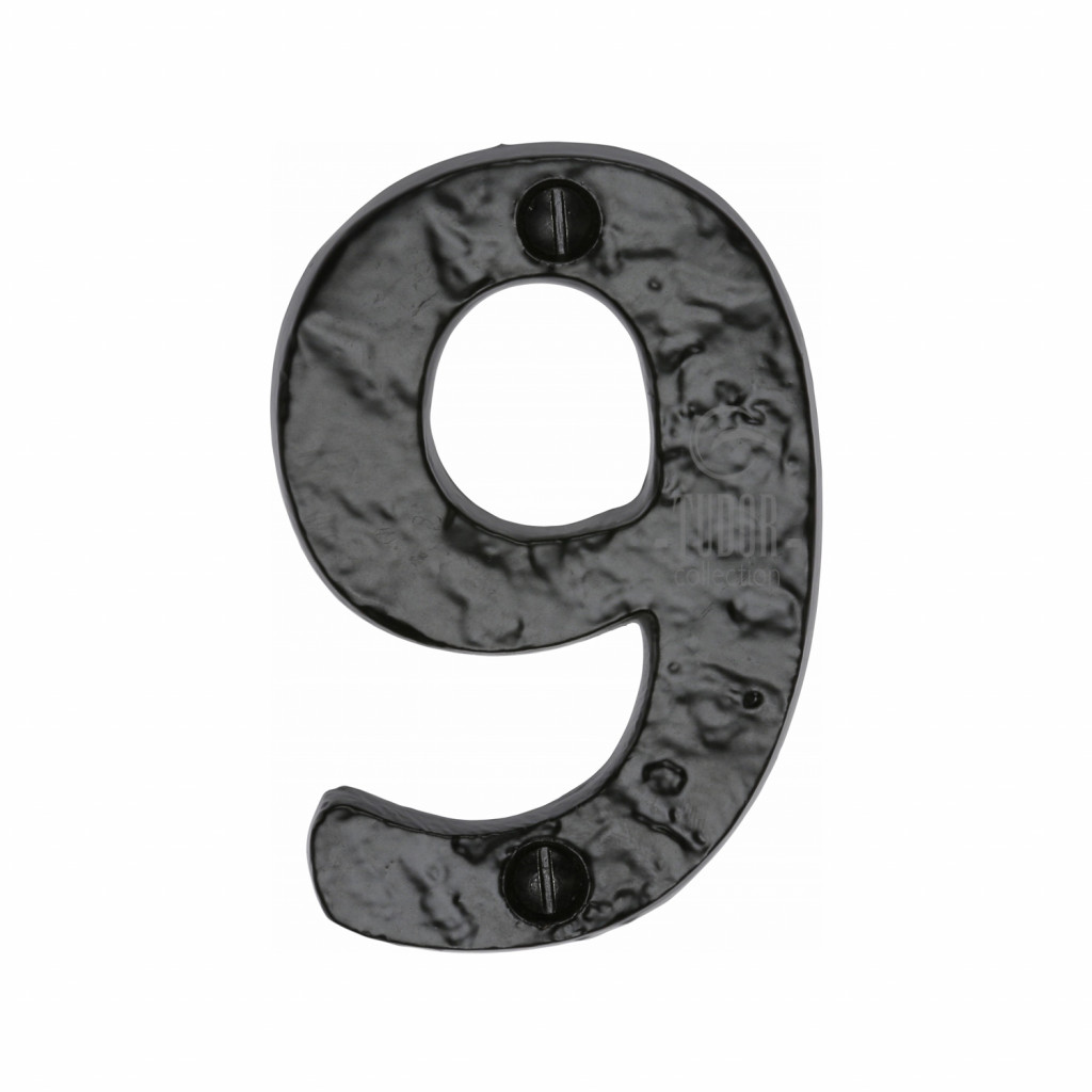 Tudor Rustic Black Numeral 9 – size 76mm